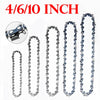 Set of replacement chainsaw chains for 4, 6, and 10-inch electric saws shown in various lengths.