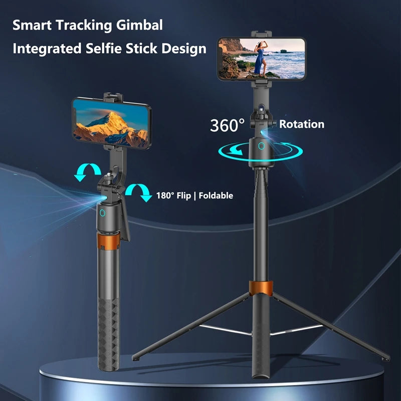 AI Face-Tracking Gimbal Selfie Stick & Tripod