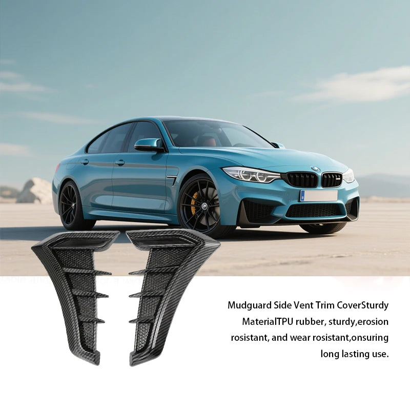 Black TPU mudguard side vent trim covers for BMW styling