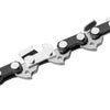 Silver and black replacement chainsaw chains for 4, 6, and 10-inch electric saws