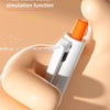 A hand is squeezing an orange-tipped water gun pen, simulating a press water outlet function.