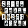A collection of 12 tarot cards featuring various mystical figures and scenes for divination.