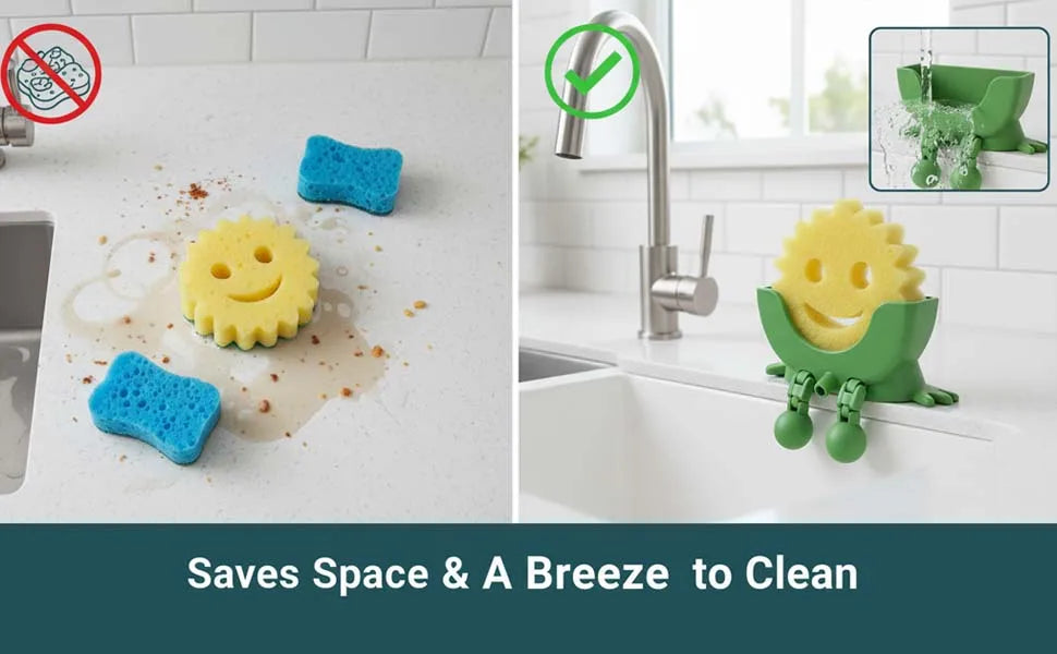Hanging Sponge Holder with Drainage – Space-Saving Kitchen Sink Organizer