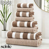 8-Piece Ultra-Soft Microfiber Towel Set with Two-Tone Stripe Design