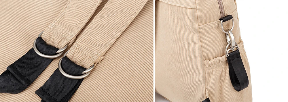 Soft Corduroy Diaper Backpack with Large Capacity