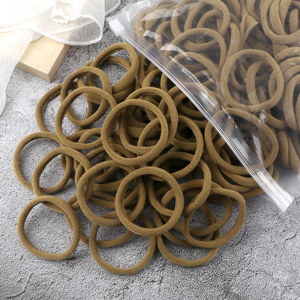 50-Pack Solid Color Elastic Hair Ties for Women & Girls