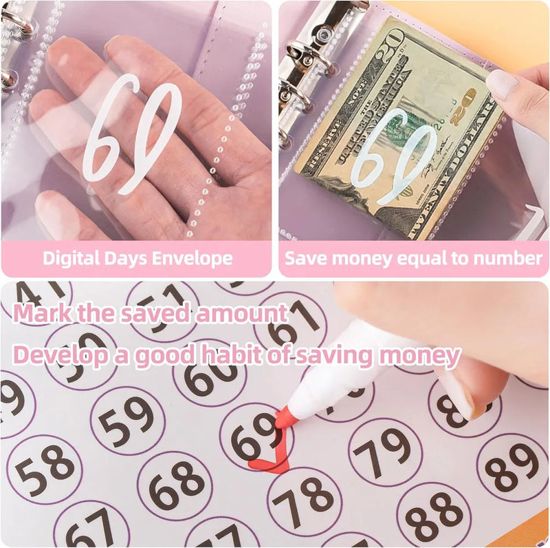 A5 Money Savings Challenge Binder with Cash Envelopes