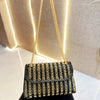 Crystal-Embellished Evening Clutch Bag with Chain Strap
