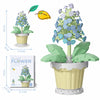 A set of flower pot building blocks showing various sizes and components for creating floral arrangements.