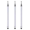 A set of four white capacitive stylus pens with metallic tips shown vertically.