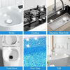 A collection of bathroom fixtures including a toilet bowl, sink, cooktop, pool tiles, and bathtub.