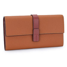 A brown cowhide leather bifold wallet with card slots and a coin pocket.