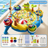 Blue table legs version of a magnetic fishing game set with various fish and accessories
