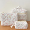 Pink Bow Plaid Quilted Cosmetic Bag with Multiple Compartments