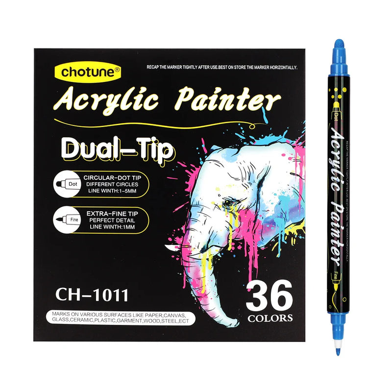 Rotuladores de Pintura Acrílica de Punta Dual - Set de 36 Colores