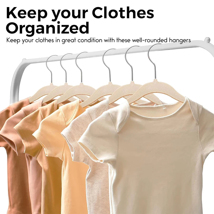 Kids' Velvet Non-Slip Slim Hangers with 360° Swivel Hooks (10-Pack)