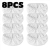Eight packs of white reusable microfiber mop refill pads
