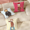 A collection of decorative pillowcase covers featuring Cartoon Curious George characters in various festive and striped patte