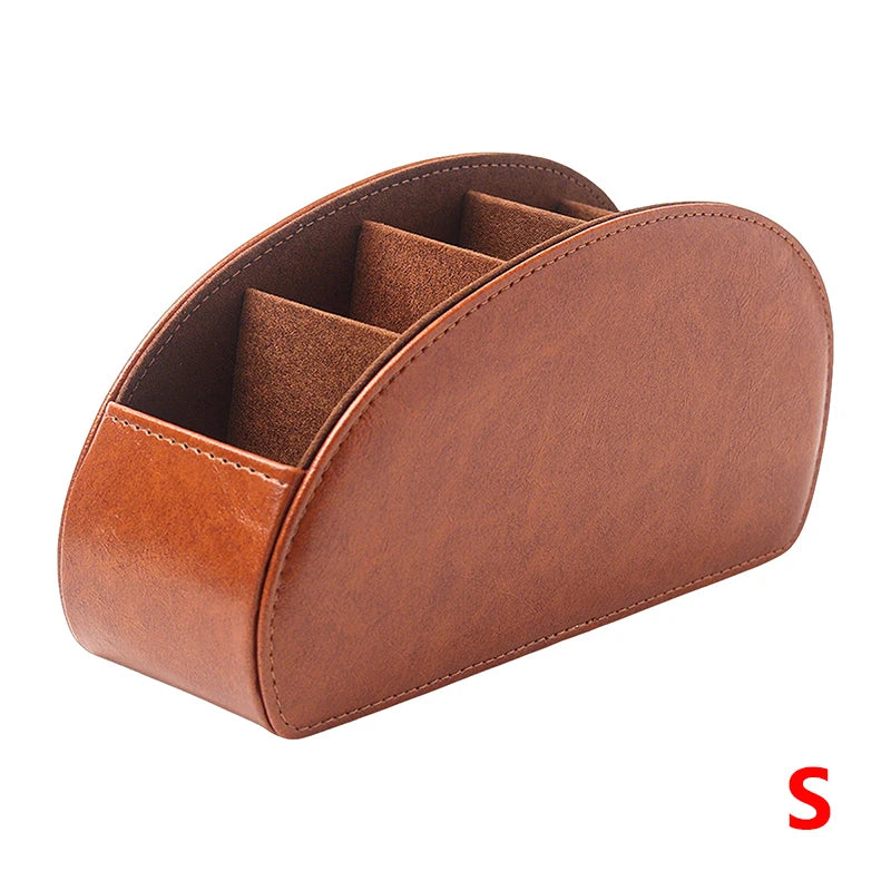 PU Leather Remote Control Organizer with 5 Compartments