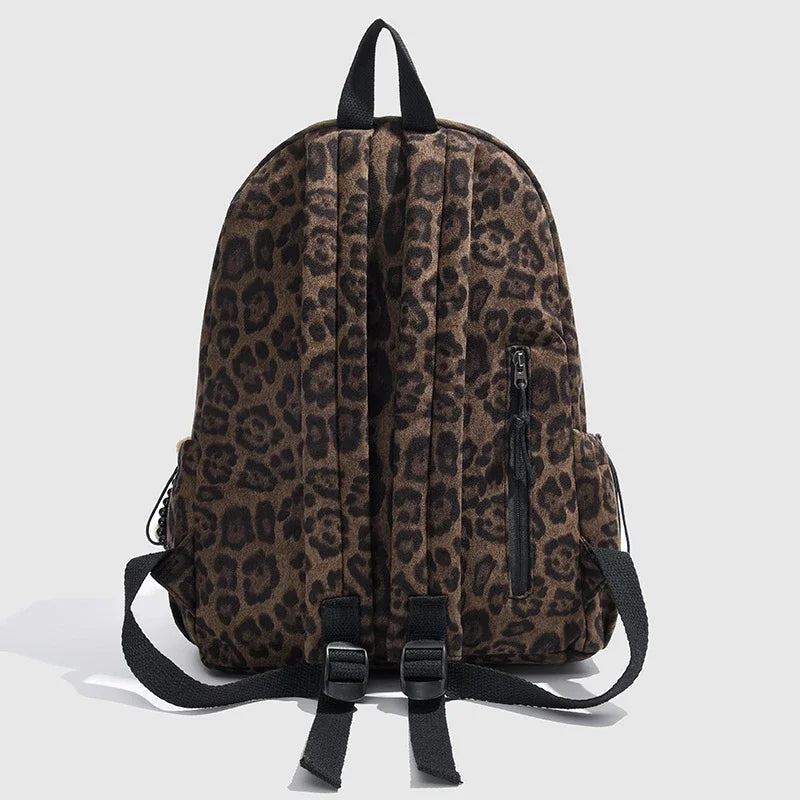 Leopard Print Casual Backpack for School & Daily Use