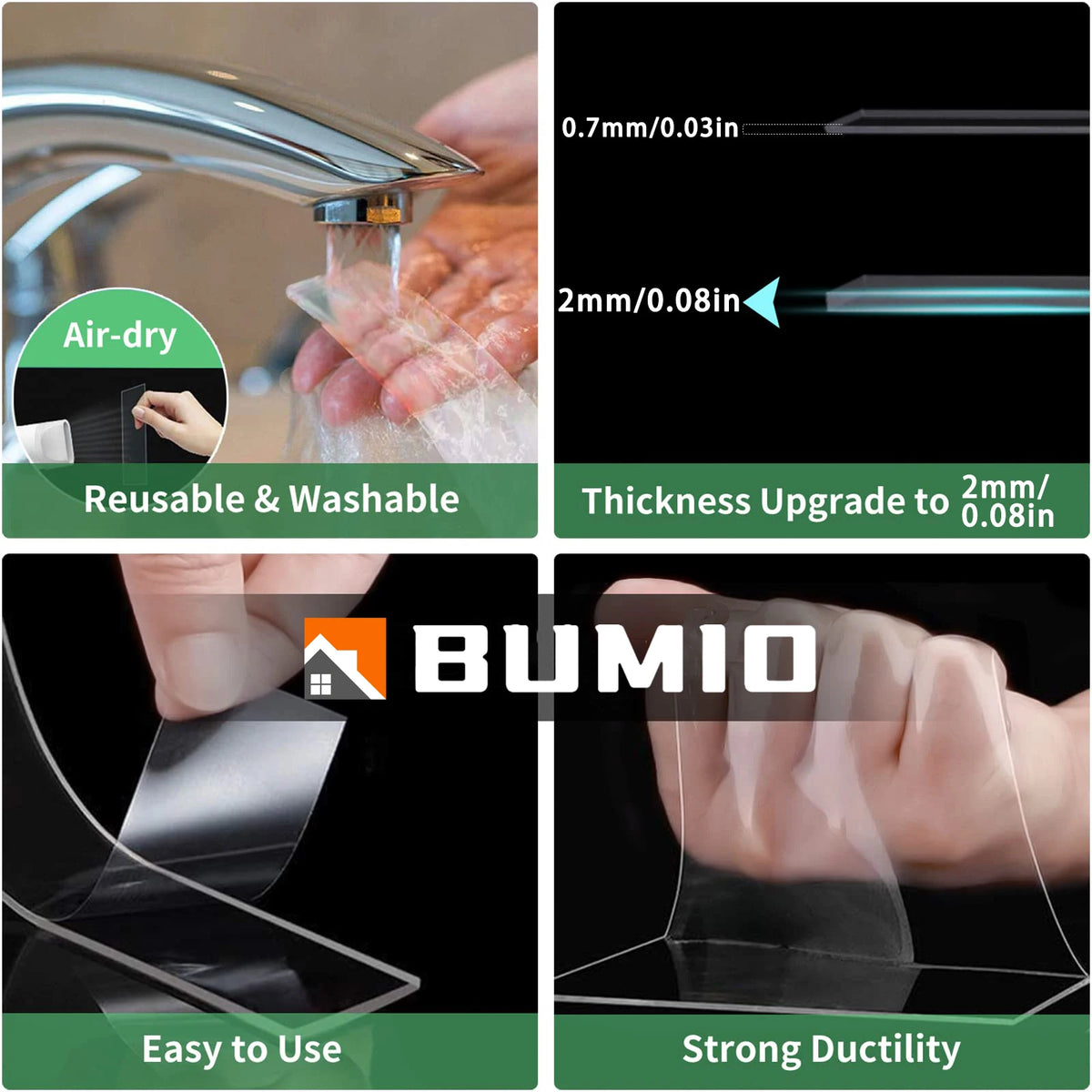 Transparent Double-Sided Nano Tape – Strong, Waterproof & Reusable