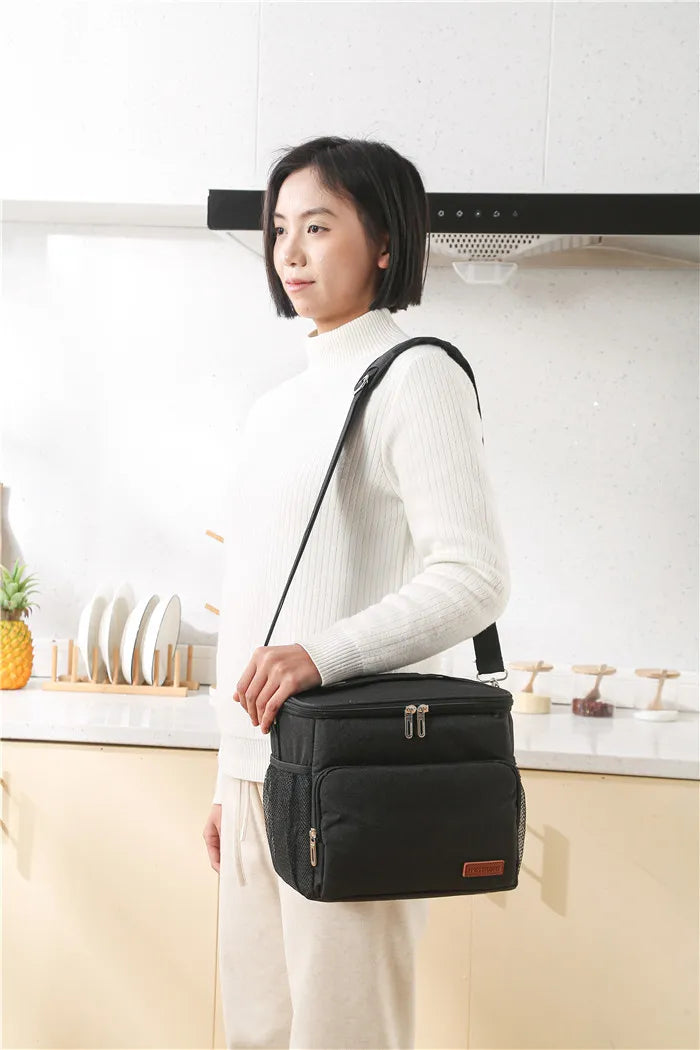 Insulated Thermal Shoulder Lunch Bag with Waterproof Lining