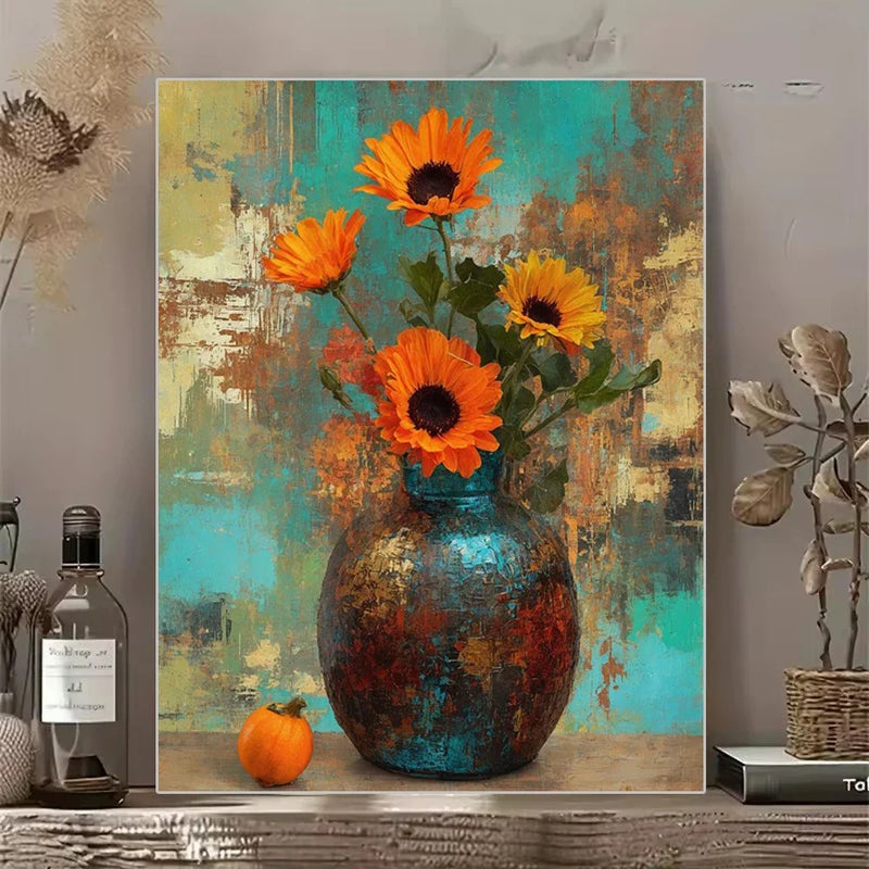 Vintage Vase & Flowers Diamond Painting Kit