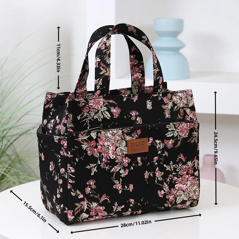 Large Capacity Canvas Tote Bag with Zipper Closure