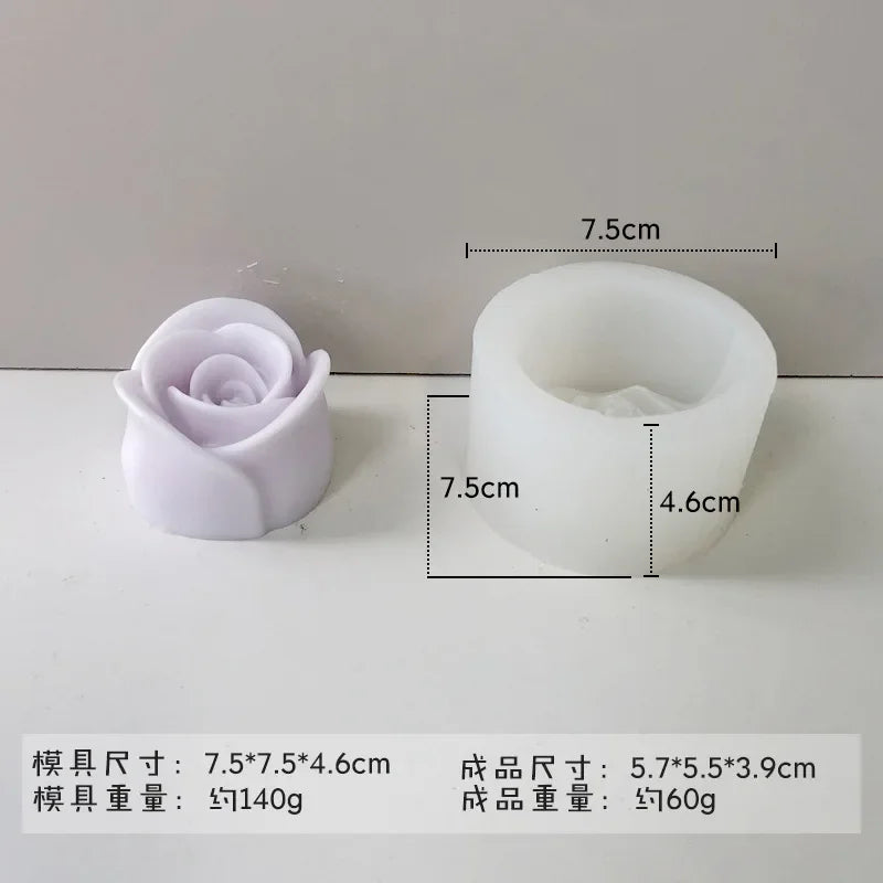 A white silicone mold shaped like a rose or peony, used for making candles, soap, and baking crafts.