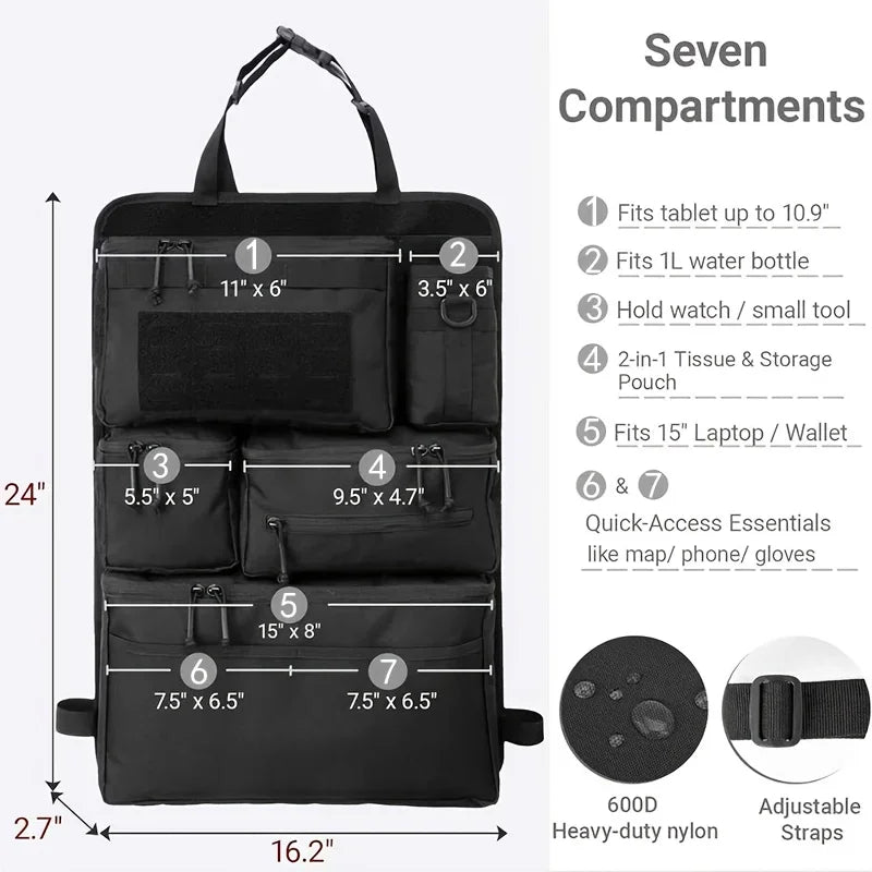 Car Rear Seat Organizer with Hanging Storage