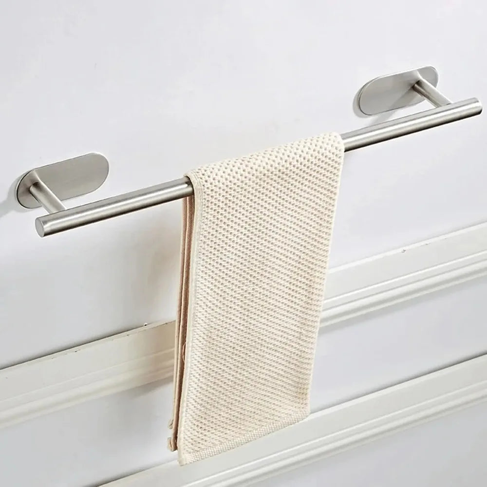 Adhesive Stainless Steel Towel Bar - No Drill Wall Mount