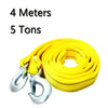 Yellow heavy duty tow strap rated for 4 or 5 tons with metal hooks
