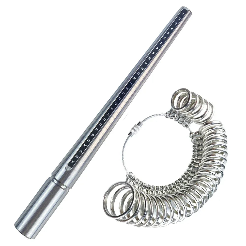 Metal Ring Sizer Mandrel with Stainless Steel Gauge Set