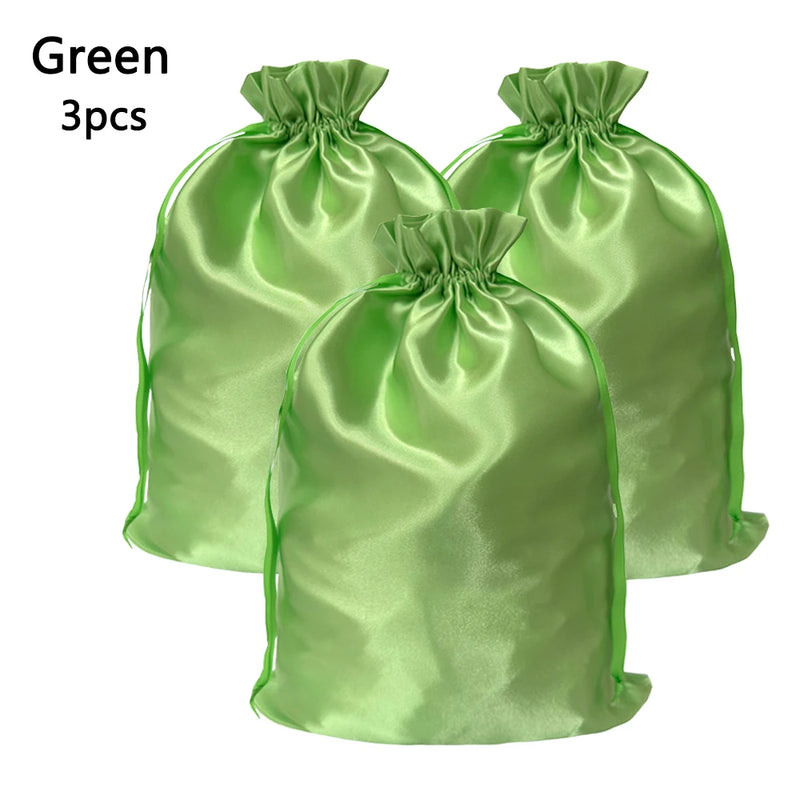 Satin Wig Storage Bags with Drawstring Closure