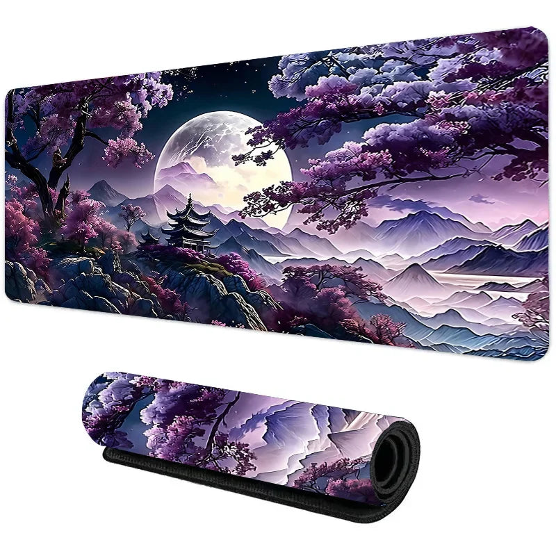 Large Non-Slip Mouse Pad with Night Moonlight Design
