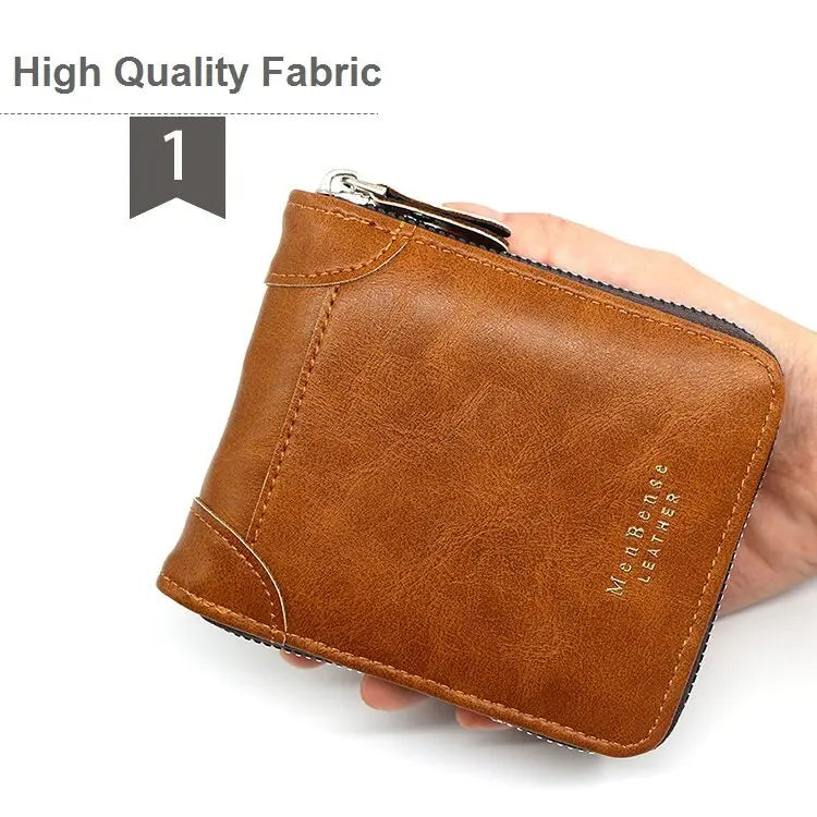 Vintage Compact Zipper Wallet for Men
