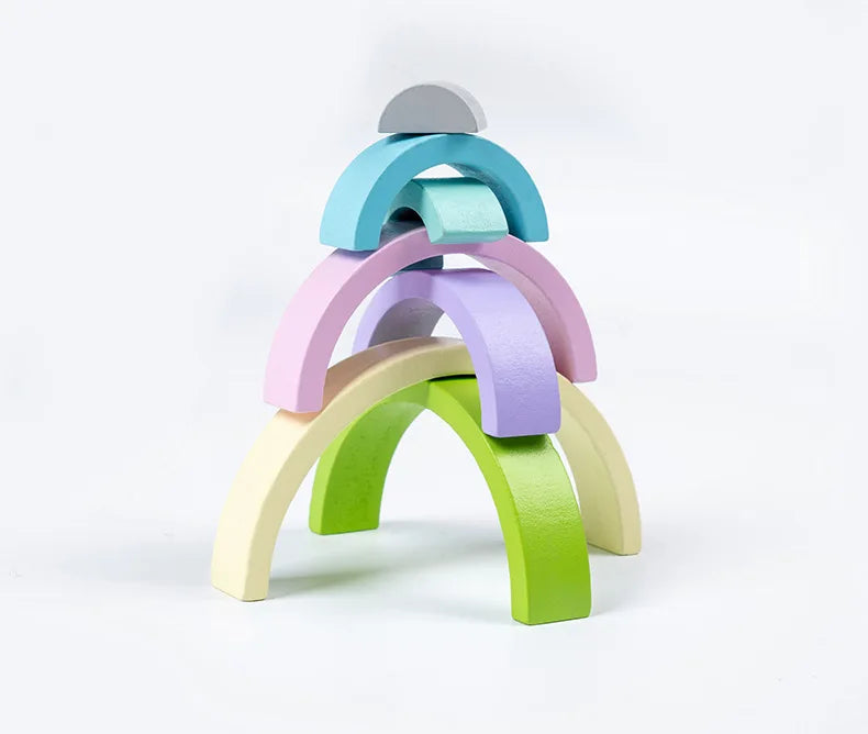Rainbow Arch Bridge Wooden Building Blocks for Kids