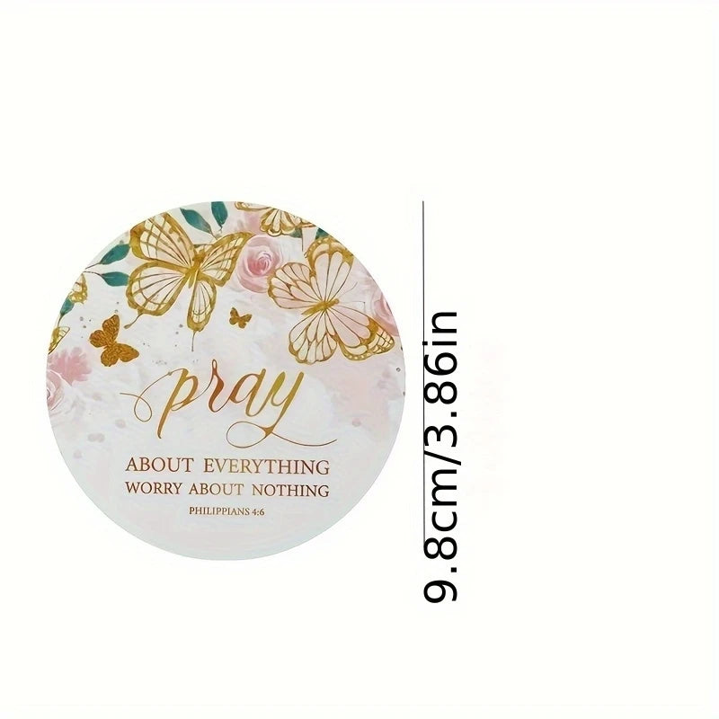 Floral Christian Quote Wooden Coasters (Set of 4)