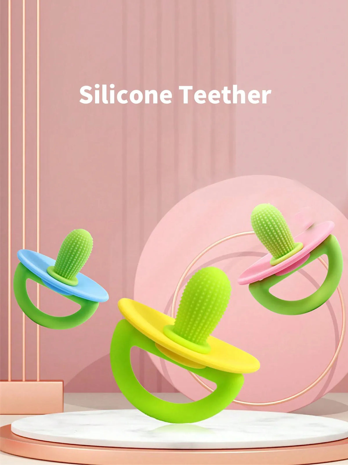 Silicone Teether Ring with Massage Dots for Soothing Gums