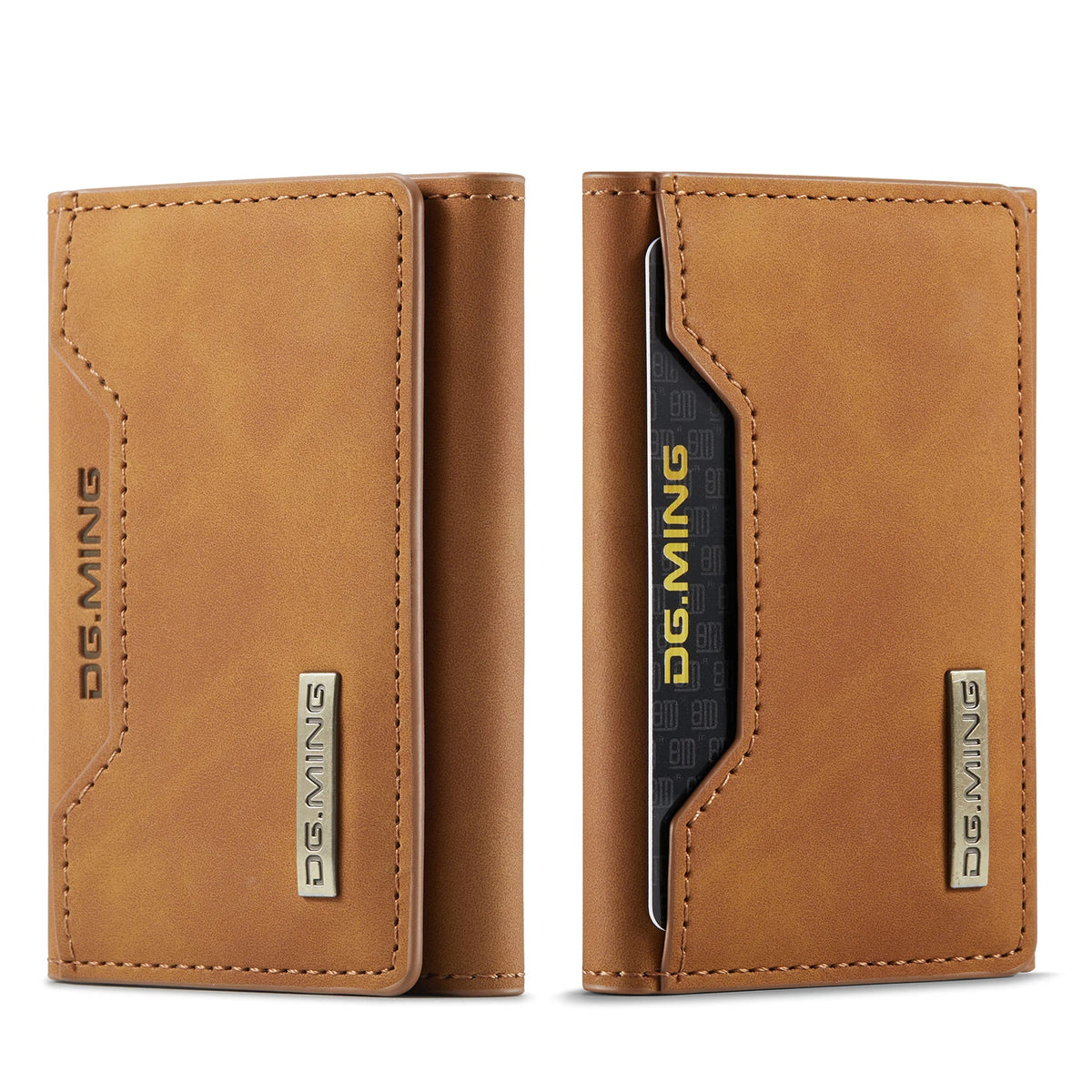 Vintage Leather Trifold Wallet with Magnetic Closure