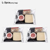 Three cosmetic bags containing makeup brushes and other items for waterproof storage