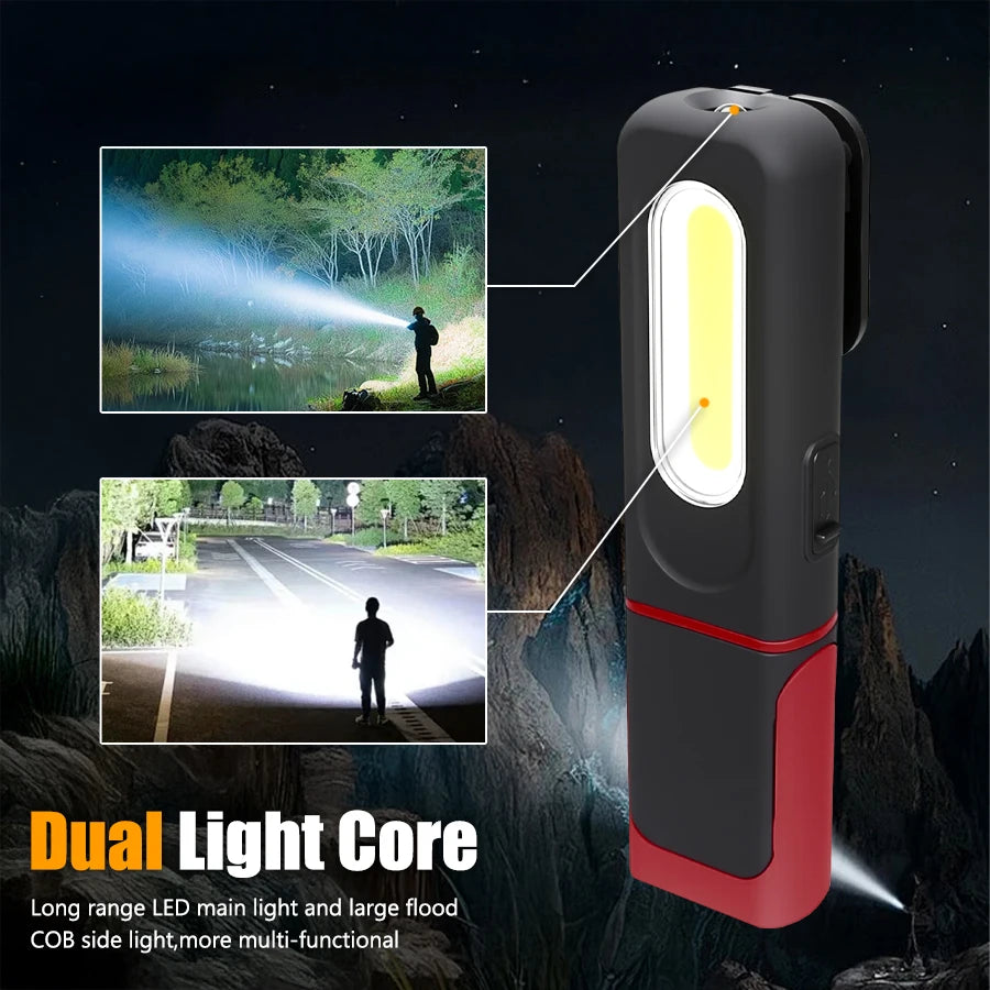Rechargeable COB Work Light with Magnetic Base and Hanging Hook