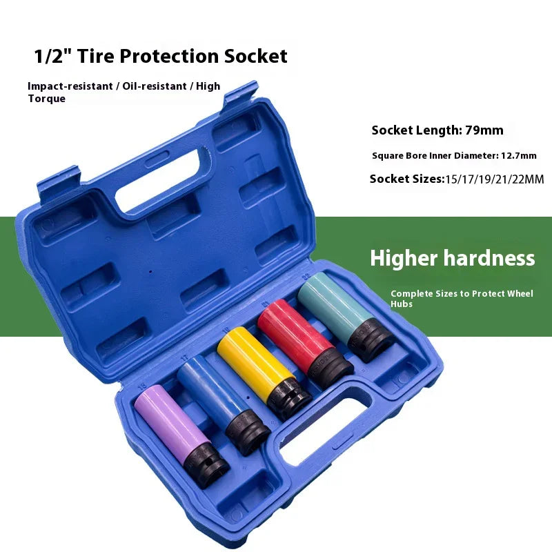 Impact Wrench Socket Set with Protective Sleeves (15-22mm)