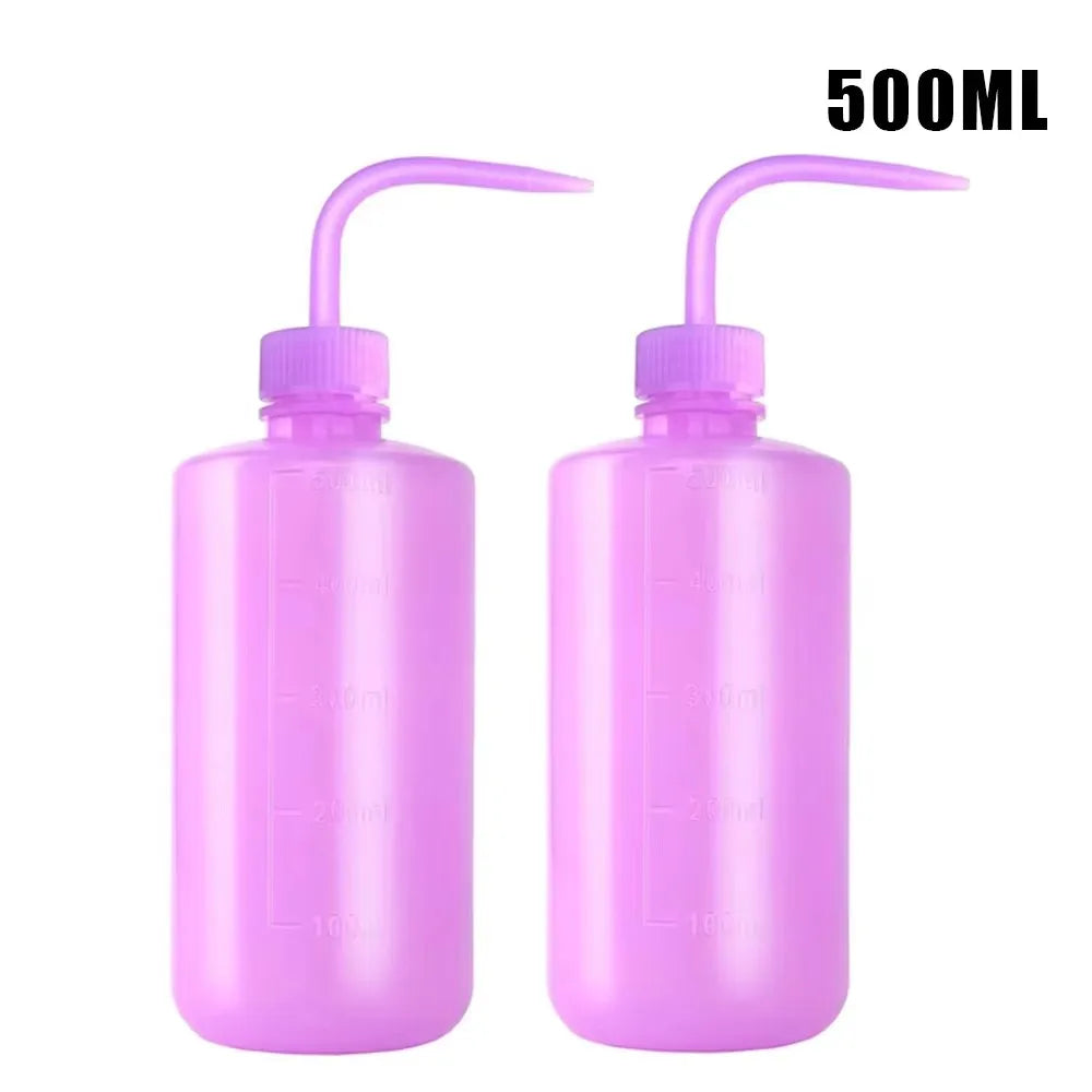 Two 500ml purple tattoo squeeze bottles with precision tips