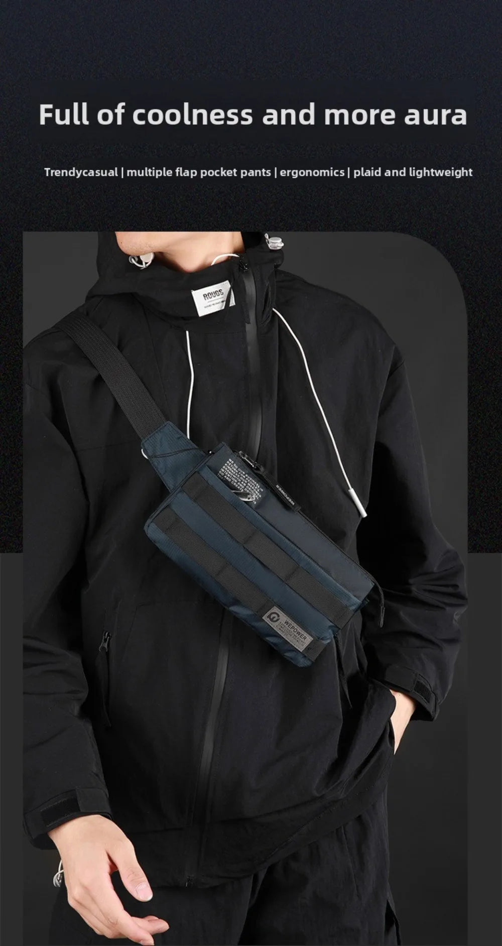 Vintage Style Crossbody Chest Bag for Men – Compact Nylon Shoulder Pack
