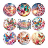 A collection of eight ocean-themed diamond art coasters featuring vibrant floral and sea life designs.