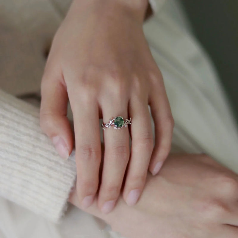 Sterling Silver Moss Agate Ring