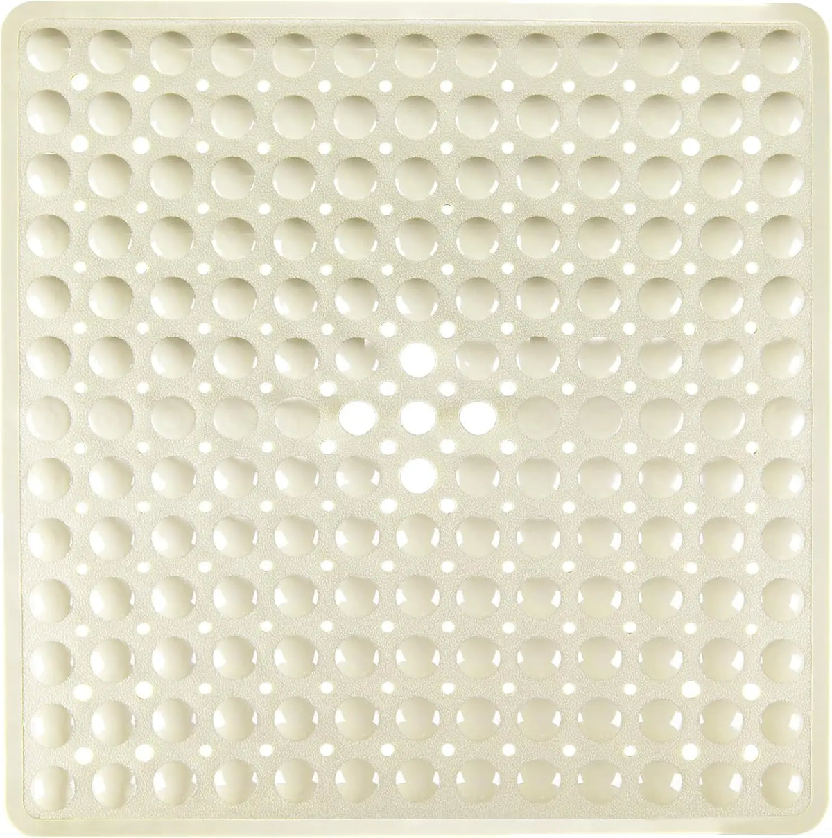 A white non-slip shower mat with suction cups for bathtub and bathroom floor.