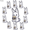 A set of ten embroidered iron-on patches featuring cute white rabbit skulls with gold accents.
