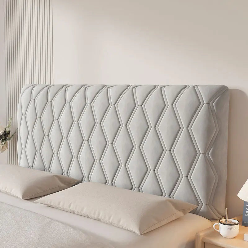 Stretch Velvet Headboard Cover - Queen Size, Dustproof & Slip-on Design
